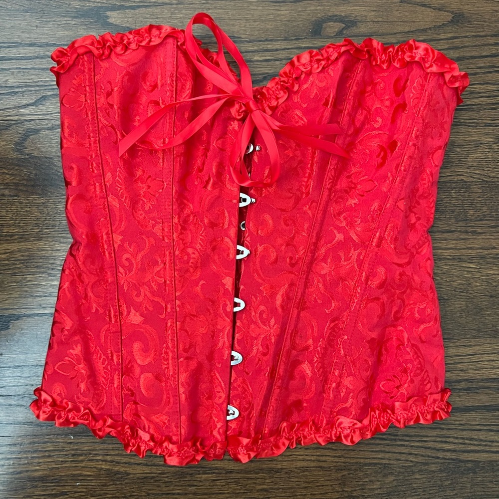 Medium M Red Corset Costume Halloween Dress Up Rave Top